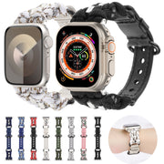 For Apple Watch 42mm Paracord Genuine Leather Watch Band(White Khaki)