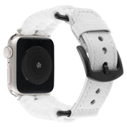 For Apple Watch Series 9 41mm Plain Paracord Genuine Leather Watch Band(White)