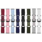 For Apple Watch 42mm Plain Paracord Genuine Leather Watch Band(Wine Red)
