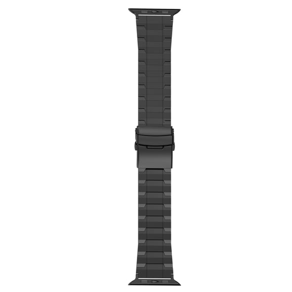 For Apple Watch 42mm Safety Buckle Trapezoid Titanium Steel Watch Band(Grey)