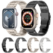 For Apple Watch 42mm Safety Buckle Trapezoid Titanium Steel Watch Band(Grey)