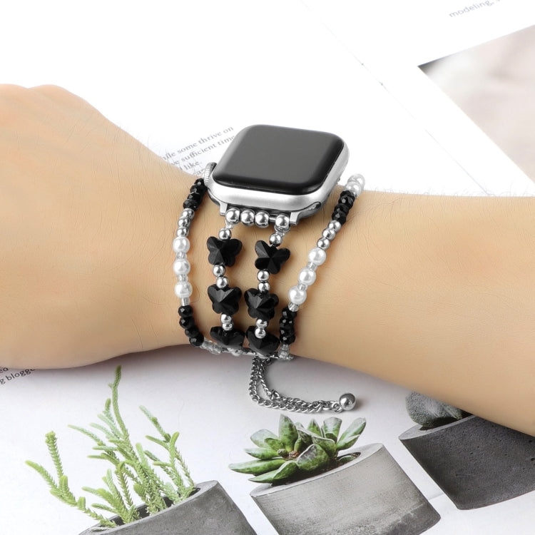 For Apple Watch SE 2022 40mm Butterfly Chain Bracelet Metal Watch Band(Black)
