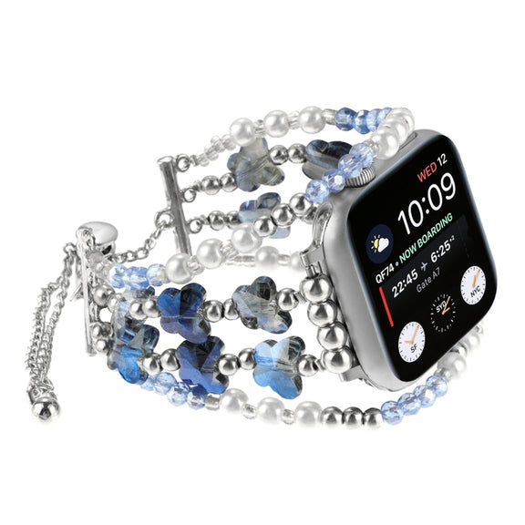 For Apple Watch SE 40mm Butterfly Chain Bracelet Metal Watch Band(Blue)