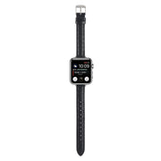 For Apple Watch SE 40mm Slim Crocodile Leather Watch Band(Black)