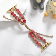 For Apple Watch Series 9 45mm Heart Stones Drawstring Chain Watch Band(Red)