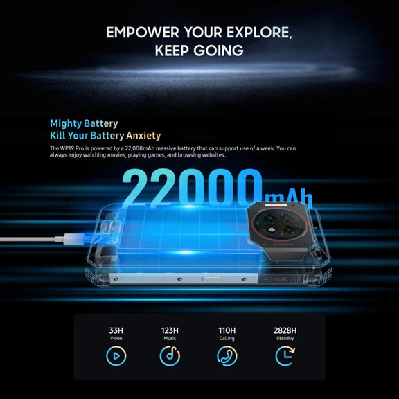 Oukitel WP19 Pro, 8GB+256GB, 6.8 inch MediaTek Helio G99 Octa-core, NFC, Network: 4G(Black)