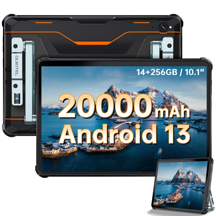 OUKITEL RT6 4G Network IP68/IP69K Rugged Tablet, 8GB+256GB, 10.1 inch Android 13 MediaTek MT8788 Octa Core Support Dual SIM, EU Plug(Black)