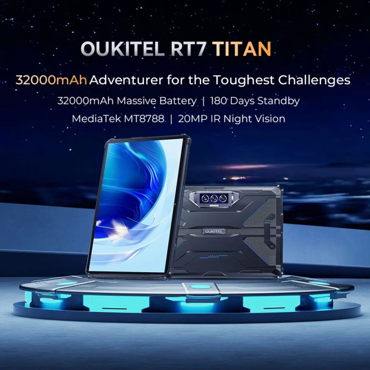OUKITEL RT7 TITAN 4G Network IP68/IP69K Rugged Tablet, 8GB+256GB, 10.1 inch Android 13 MediaTek MT8788 Octa Core Support Dual SIM, EU Plug(Blue)