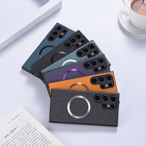 For Samsung Galaxy S24 Ultra 5G Magsafe Magnetic Ring Cloth Texture Phone Case(Black)