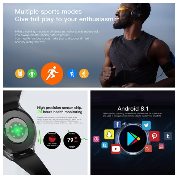 UNIWA DM80 1.43 inch IP67 Water-resistant Android 8.1 Smart Watch Support 4G Network / WiFi / GPS / NFC(Red)