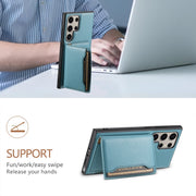 For Samsung Galaxy S24 Ultra 5G Denior Cowhide Texture Leather MagSafe Detachable Wallet Phone Case(Blue)