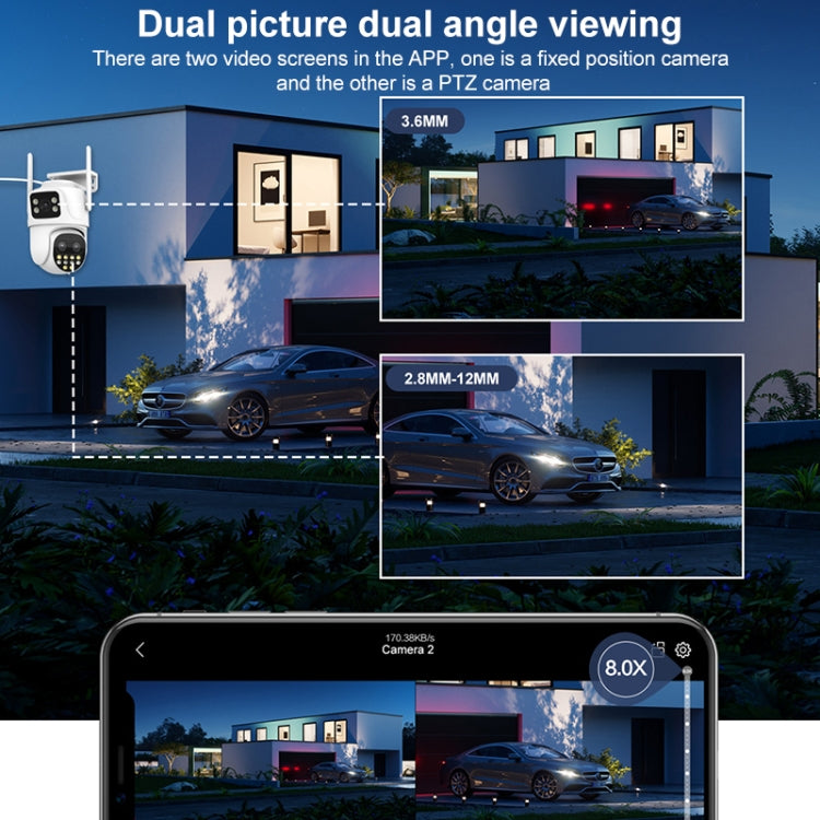 QX104 3MP WiFi Triple Camera Supports Human Face Recognition & AI Alarm(AU Plug)