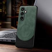 For Samsung Galaxy S24+ 5G SULADA Stitching Leather MagSafe Magnetic Phone Case(Green)