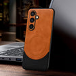 For Samsung Galaxy S24+ 5G SULADA Stitching Leather MagSafe Magnetic Phone Case(Orange) - free shipping - PMC TechLife - Order now!