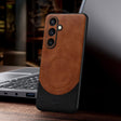 For Samsung Galaxy S24 5G SULADA Stitching Leather MagSafe Magnetic Phone Case(Brown) - Galaxy S24 5G Cases by SULADA | Online Shopping South Africa | PMC TechLife