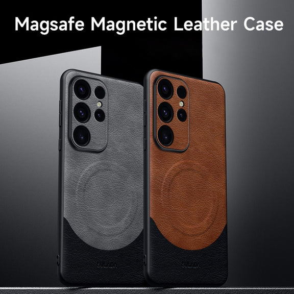 For Samsung Galaxy S24 5G SULADA Stitching Leather MagSafe Magnetic Phone Case(Black)