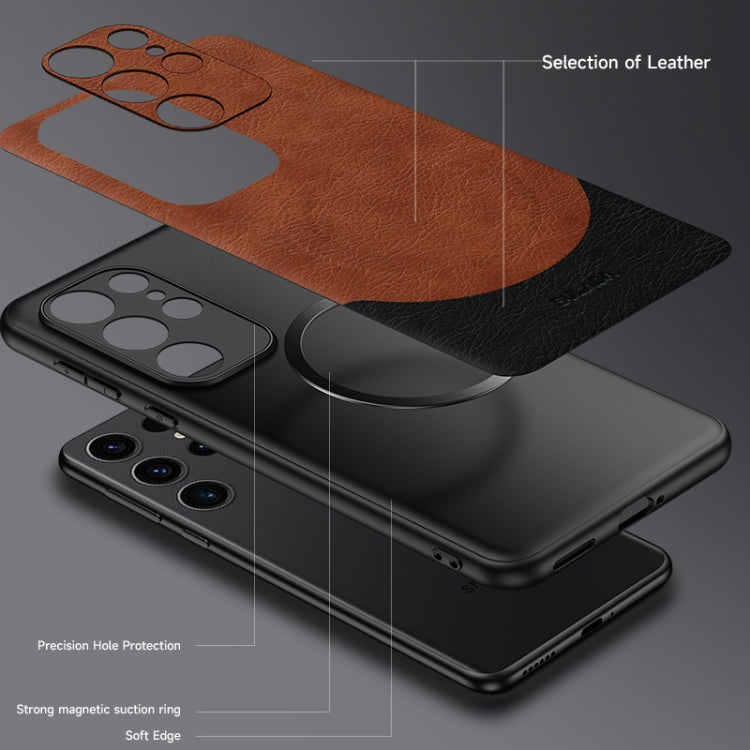 For Samsung Galaxy S24 5G SULADA Stitching Leather MagSafe Magnetic Phone Case(Orange)
