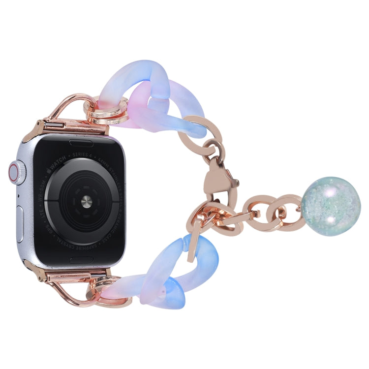 For Apple Watch SE 44mm Gradient Resin Chain Watch Band(Blue)
