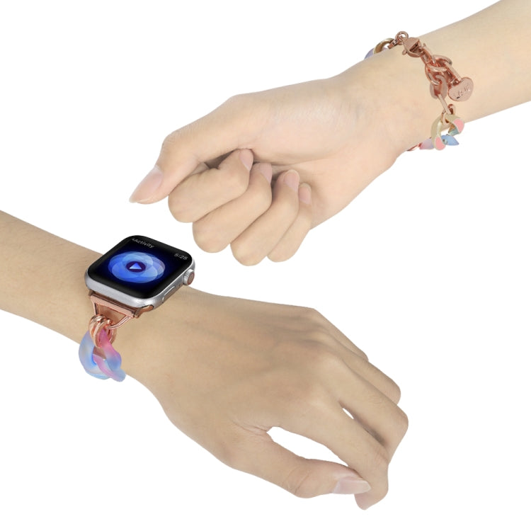 For Apple Watch SE 44mm Gradient Resin Chain Watch Band(Blue)