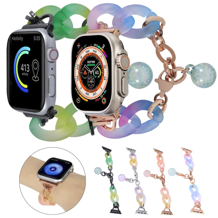 For Apple Watch Series 9 45mm Gradient Resin Chain Watch Band(Green)