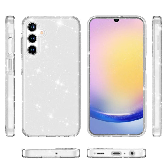 For Samsung Galaxy A15 5G Terminator Style Glitter Powder Shockproof Phone Case(White)