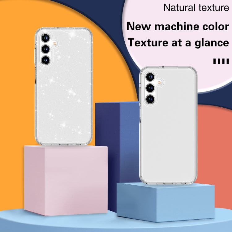For Samsung Galaxy A15 5G Terminator Style Glitter Powder Shockproof Phone Case(White)