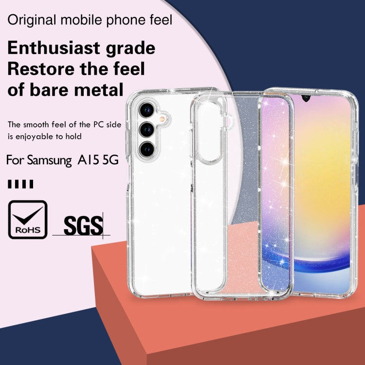For Samsung Galaxy A15 5G Terminator Style Glitter Powder Shockproof Phone Case(White)