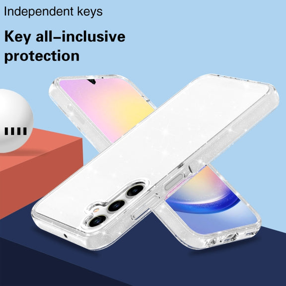 For Samsung Galaxy A15 5G Terminator Style Glitter Powder Shockproof Phone Case(White)
