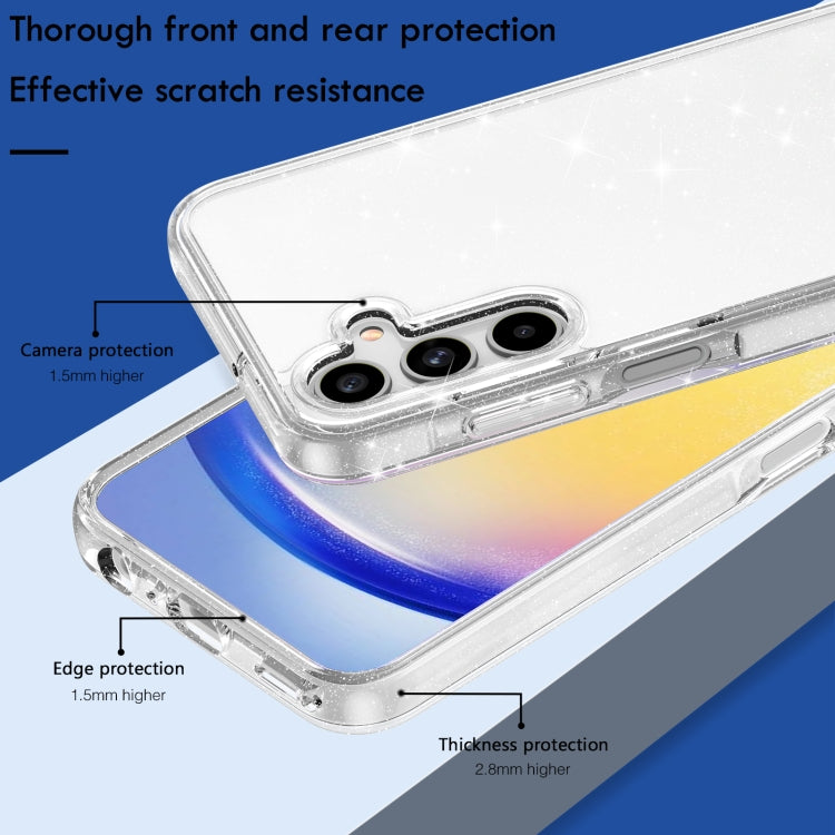 For Samsung Galaxy A15 5G Terminator Style Glitter Powder Shockproof Phone Case(White)