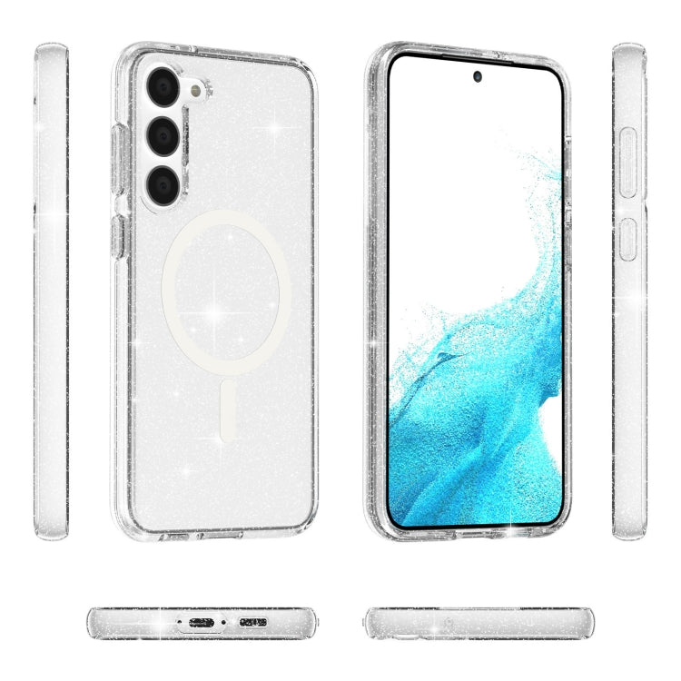 For Samsung Galaxy S23+ 5G Terminator Style Glitter Powder MagSafe Magnetic Phone Case(White)