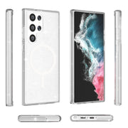 For Samsung Galaxy S23 Ultra 5G Terminator Style Glitter Powder MagSafe Magnetic Phone Case(White)