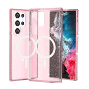 For Samsung Galaxy S24 Ultra 5G Terminator Style Glitter Powder MagSafe Magnetic Phone Case(Pink)