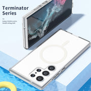 For Samsung Galaxy S24+ 5G Terminator Style Glitter Powder MagSafe Magnetic Phone Case(White)