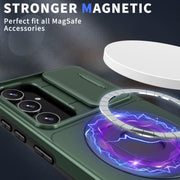 For Samsung Galaxy S23 FE 5G Camshield MagSafe Ring Holder Armor Phone Case(Deep Green)