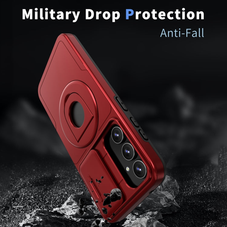 For Samsung Galaxy S23 FE 5G Camshield MagSafe Ring Holder Armor Phone Case(Red)