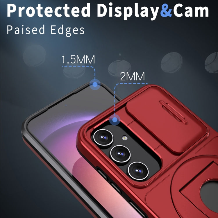For Samsung Galaxy S23 FE 5G Camshield MagSafe Ring Holder Armor Phone Case(Red)