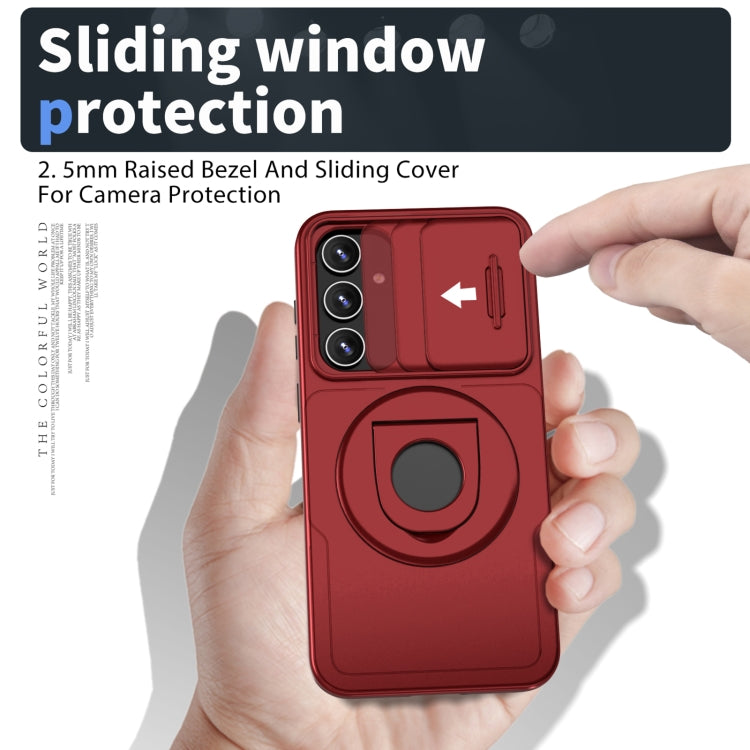 For Samsung Galaxy S23 FE 5G Camshield MagSafe Ring Holder Armor Phone Case(Red)