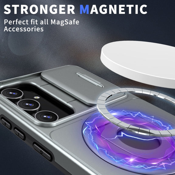 For Samsung Galaxy S23 FE 5G Camshield MagSafe Ring Holder Armor Phone Case(Titanium Grey)