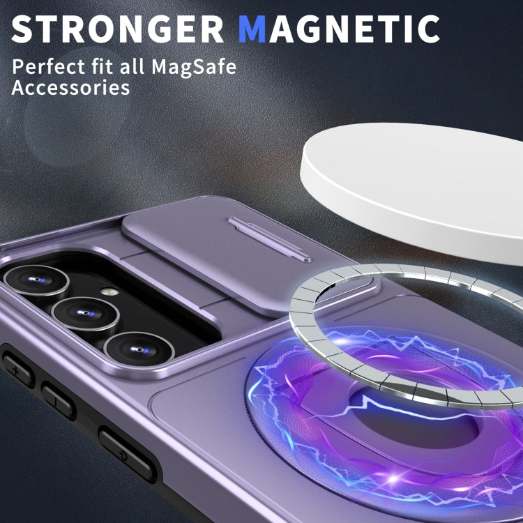 For Samsung Galaxy S23 FE 5G Camshield MagSafe Ring Holder Armor Phone Case(Puple)