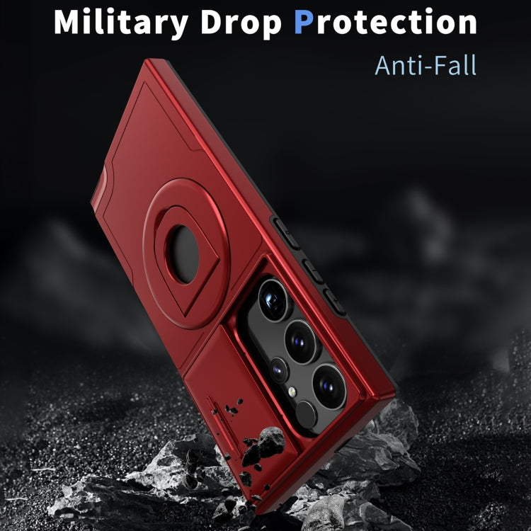 For Samsung Galaxy S23 Ultra 5G Camshield MagSafe Ring Holder Armor Phone Case(Red)