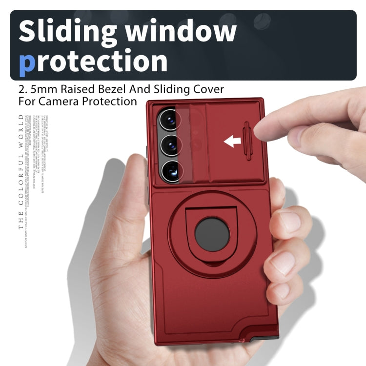 For Samsung Galaxy S23 Ultra 5G Camshield MagSafe Ring Holder Armor Phone Case(Red)