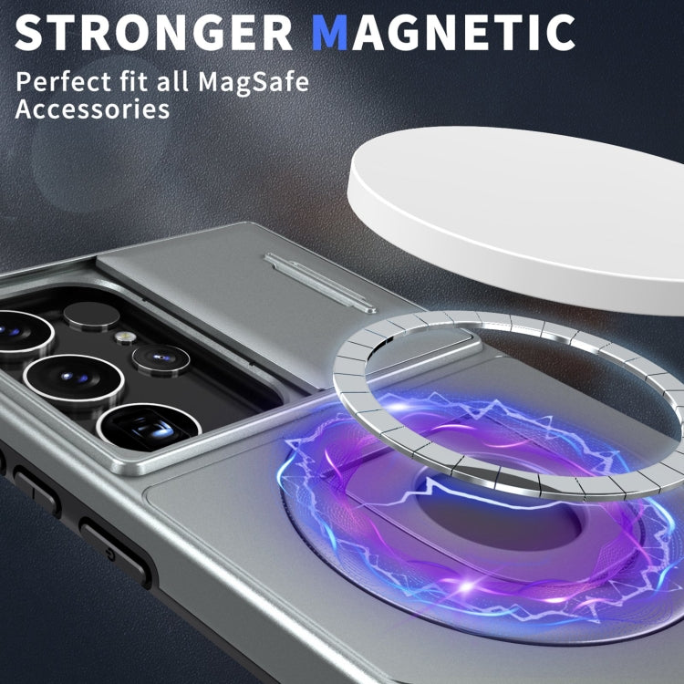 For Samsung Galaxy S23 Ultra 5G Camshield MagSafe Ring Holder Armor Phone Case(Titanium Grey)