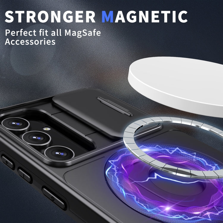 For Samsung Galaxy S23+ 5G Camshield MagSafe Ring Holder Armor Phone Case(Black)