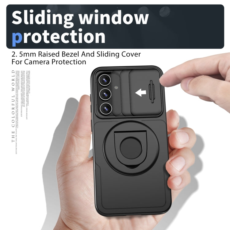 For Samsung Galaxy S23+ 5G Camshield MagSafe Ring Holder Armor Phone Case(Black)