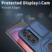 For Samsung Galaxy S23 5G Camshield MagSafe Ring Holder Armor Phone Case(Blue)