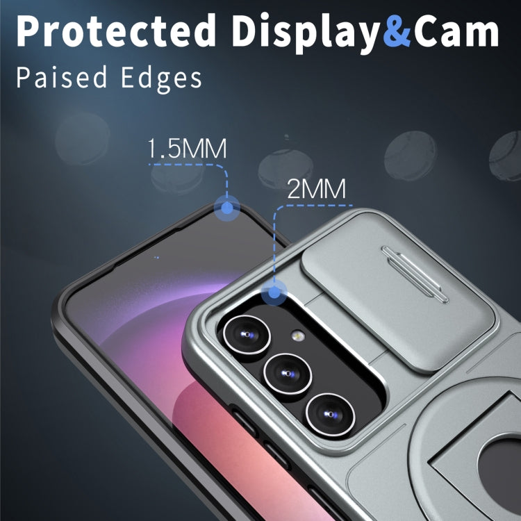 For Samsung Galaxy S23 5G Camshield MagSafe Ring Holder Armor Phone Case(Titanium Grey)