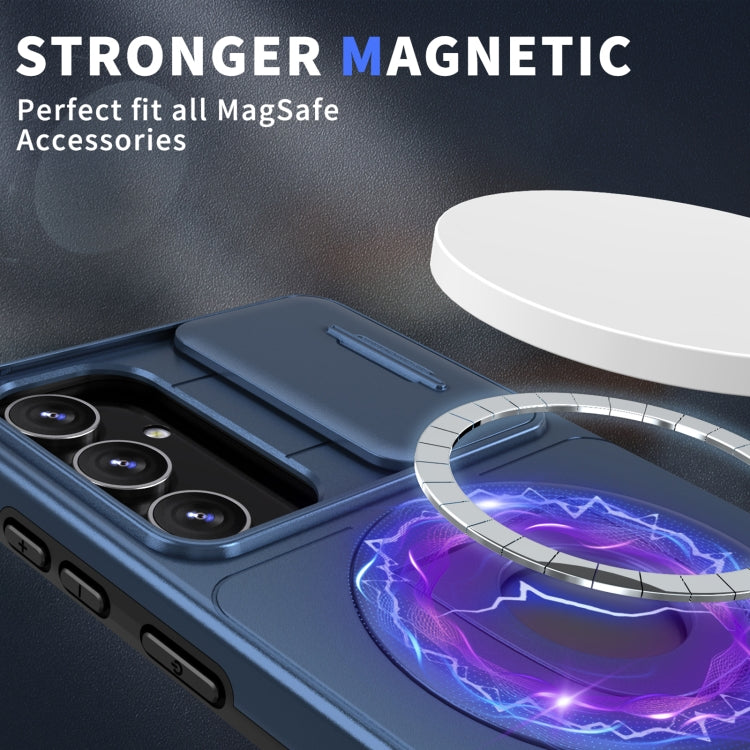 For Samsung Galaxy S22 5G Camshield MagSafe Ring Holder Armor Phone Case(Blue)