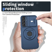 For Samsung Galaxy S22 5G Camshield MagSafe Ring Holder Armor Phone Case(Blue)