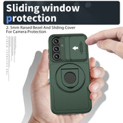 For Samsung Galaxy S22 5G Camshield MagSafe Ring Holder Armor Phone Case(Deep Green)