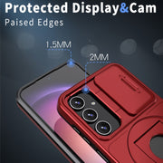 For Samsung Galaxy S22 5G Camshield MagSafe Ring Holder Armor Phone Case(Red)
